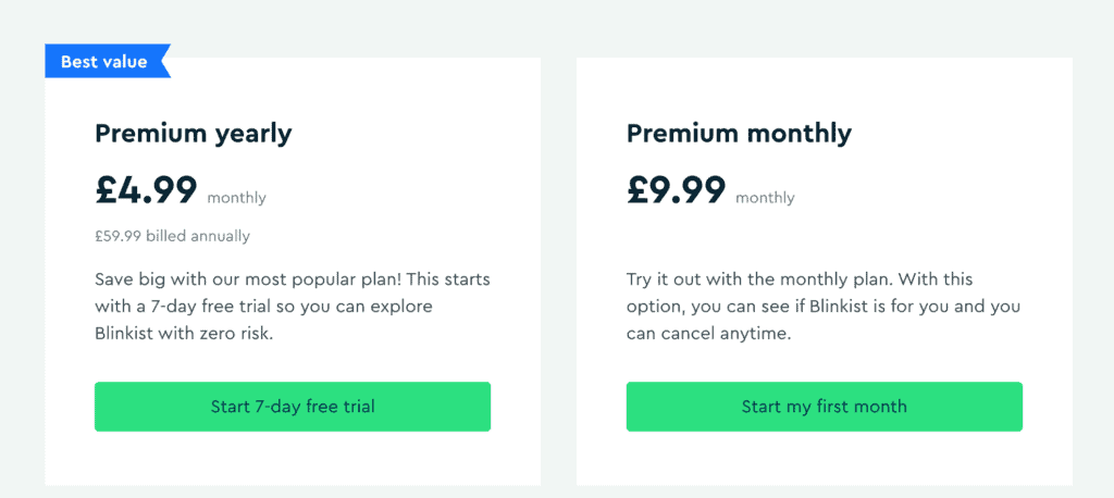 Blinkist Pricing