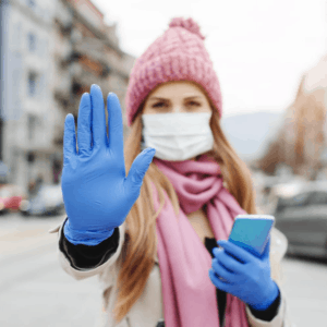 Woman wearing face mask