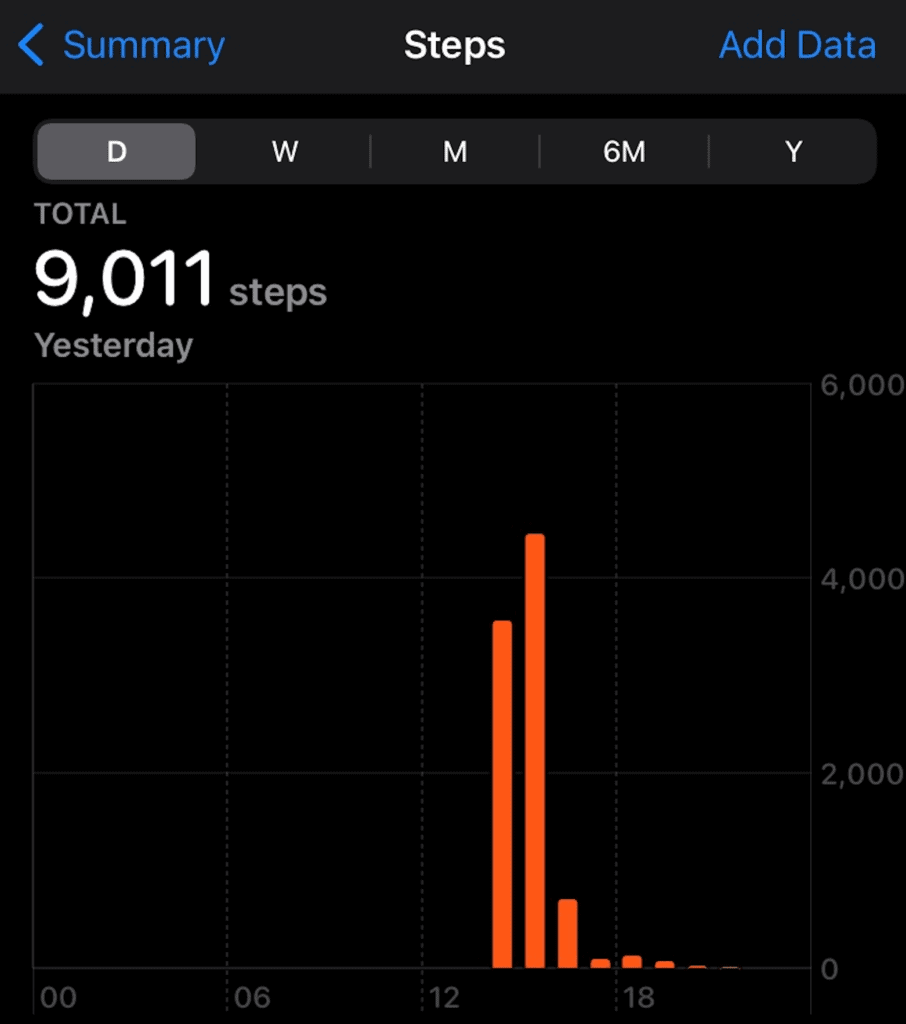 Getting your steps in - Screenshot of a step count